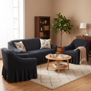 Juego de fundas elásticas para muebles con faldón