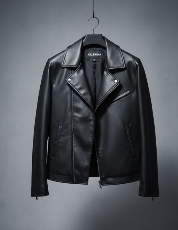Chaqueta de cuero de estilo motero negra de la marca Killer Nan.