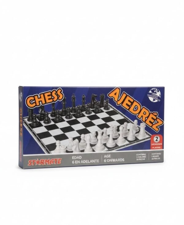 Juego de ajedrés piezas blancas y negras