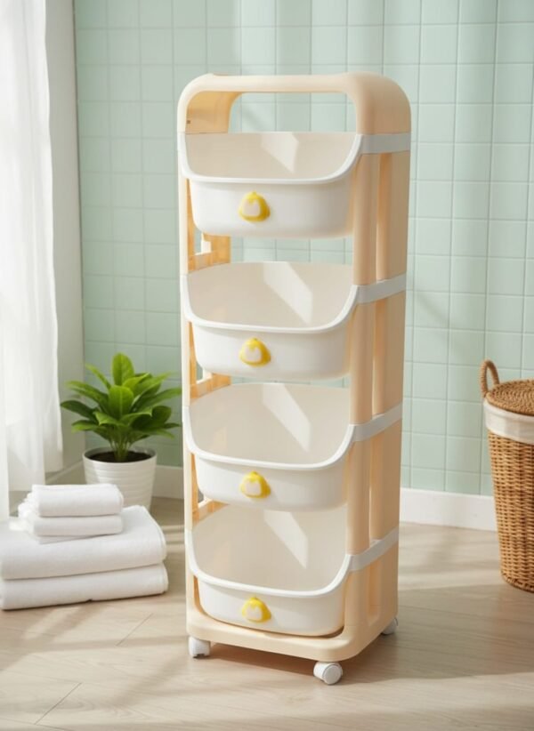 Organizador de 4 niveles de plástico con ruedas