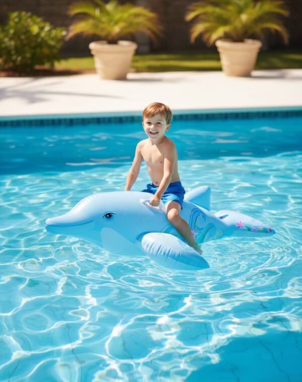 Flotador inflable Intex con forma de delfín.