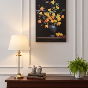 Lienzo de macetero con flores amarillas