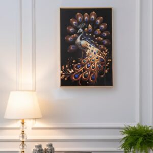 Lienzo de pavo real con colores simétricos