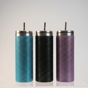 Vasos térmicos de acero inoxidable con incrustaciones de diamantes de imitación