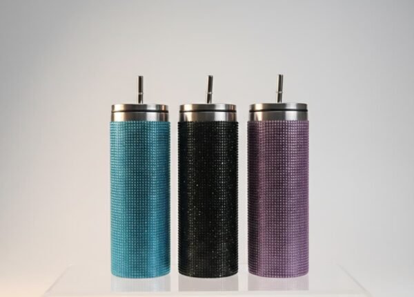 Vasos térmicos de acero inoxidable con incrustaciones de diamantes de imitación