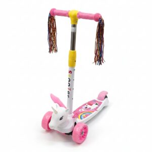 Triciclo patineta con temática de unicornio