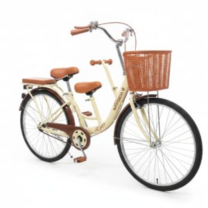 Bicicleta 26" de paseo con parrilla, mini asiento para niños y cesta