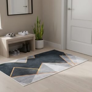 Alfombra moderna de diseño geométrico, adecuada para pasillos o entradas