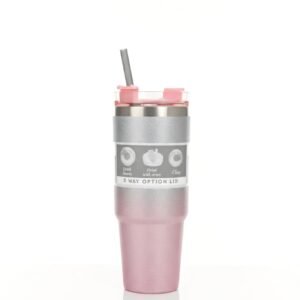 Vaso térmico de acero inoxidable con tapa de tres opciones, ideal para mantener bebidas frías o calientes