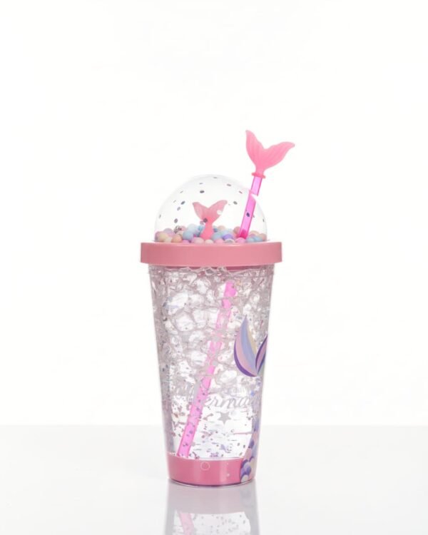 Vaso Trendy Infantil con tapa y sorbete de Tut Tuttishop, con una capacidad de 450 ml y un diseño temático de sirena