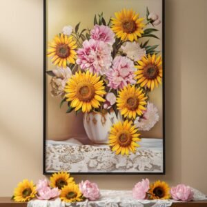 Lienzo decorativo con girasoles.