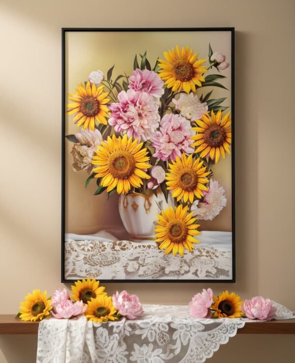 Lienzo decorativo con girasoles.