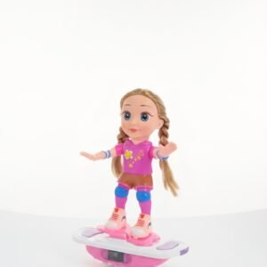Muñeca patinadora con patineta eléctrica giratoria