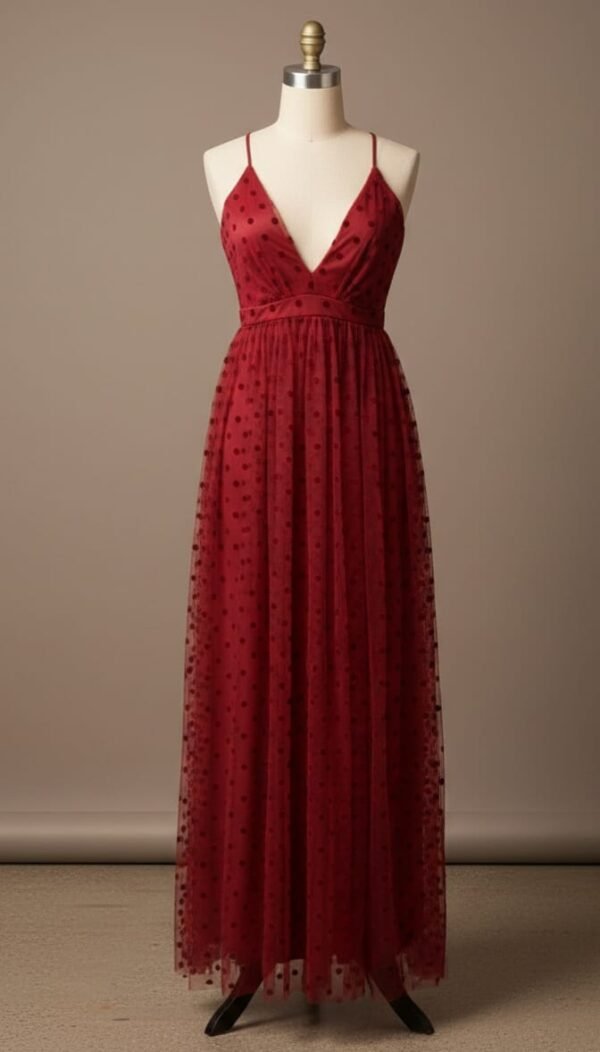 Vestido largo de malla con corsé