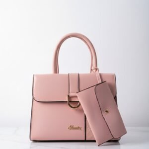 Conjunto de bolso de mano tipo satchel y billetera a juego.