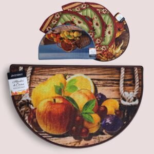 Alfombra de cocina con diseño de frutas vibrantes y un respaldo antideslizante