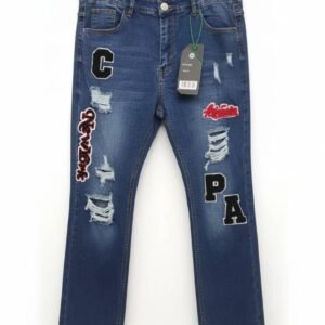 Pantalones vaqueros (jeans) desgastados con parches de la marca GIANNI DENIM