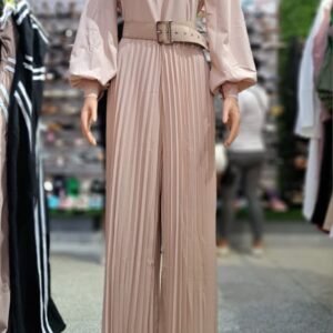 Mono de invierno, holgado, plisado, de pierna ancha, elegante, para oficina, de manga larga, con cinturón