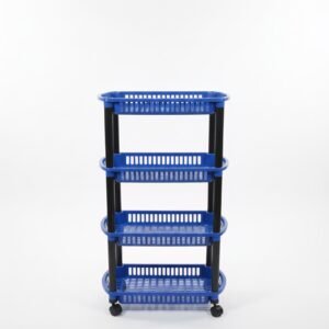 Organizador de 4 niveles portátil tipo carrito con ruedas y varias cestas de plástic