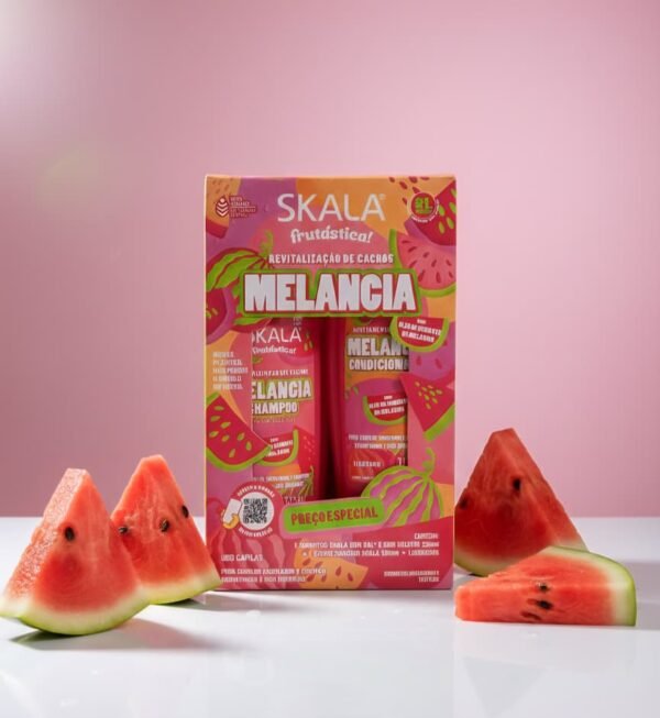 Kit de cuidado capilar Skala Frutástica Melancia, que incluye champú y acondicionador diseñados para revitalizar rizos