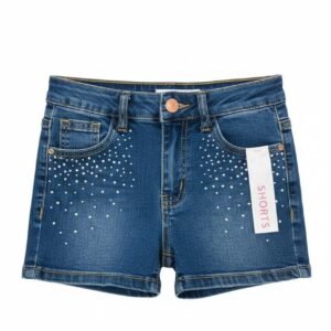 Pantalones cortos de mezclilla para niñas, adornados con diamantes de imitación.