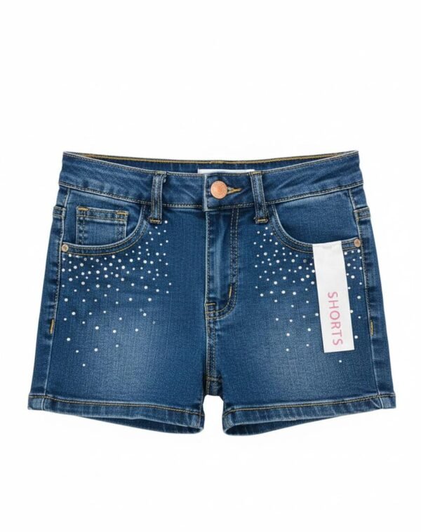 Pantalones cortos de mezclilla para niñas, adornados con diamantes de imitación.