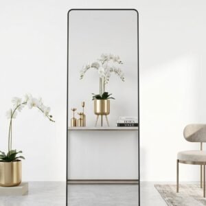 Espejo de pared rectangular con esquinas redondeadas