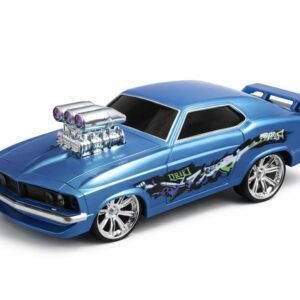 Coche de control remoto (RC) estilo "muscle car" americano, diseñado para realizar acrobacias y derrapes