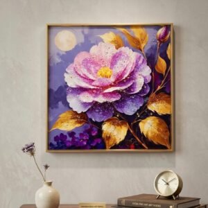 Cuadro decorativo de arte texturizado con flores en relieve