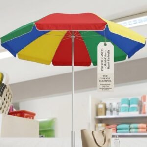 Sombrilla de playa multicolor marca Coastal Canvas.