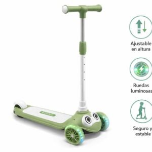 Monopatín de tres ruedas para niños pequeños, diseñado con un estilo de dinosaurio en la parte delantera