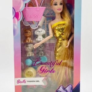 Set de juego de muñeca de moda con mascotas de la marca "Beatty" y modelo "Fashion Girl".