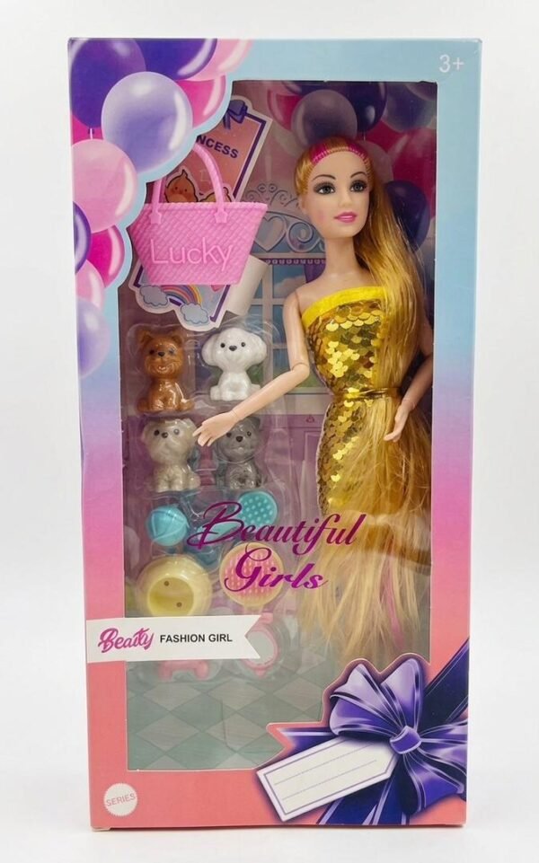 Set de juego de muñeca de moda con mascotas de la marca "Beatty" y modelo "Fashion Girl".