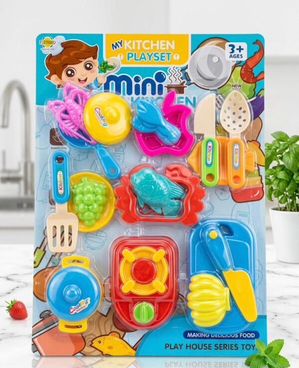 Juego de cocina de juguete en miniatura.
