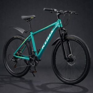Bicicleta 26" de montaña, cuadro de aluminio y componentes diseñados para terrenos irregulares.