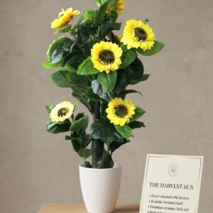 Planta artificial de girasoles con cinco flores, ideal para la decoración del hogar, bodas o cualquier ocasión especial