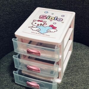 Organizador de escritorio de 3 niveles, pequeño, con cajones estilo Hello Kitty.