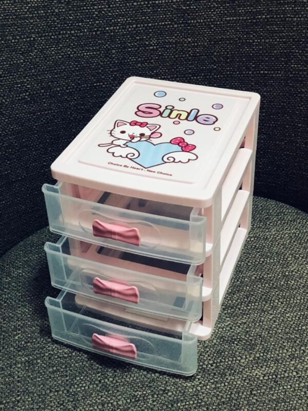 Organizador de escritorio de 3 niveles, pequeño, con cajones estilo Hello Kitty.
