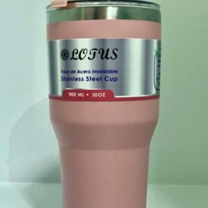 Vaso térmico Lotus de acero inoxidable diseñado para mantener la temperatura de bebidas frías o calientes.