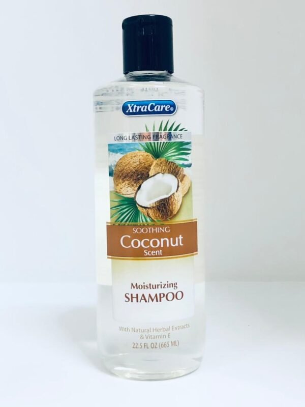 Champú hidratante de la marca XtraCare con aroma a coco y extractos de hierbas naturales.