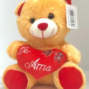 Oso de peluche amarillo con corazon y letrero "Te Amo"