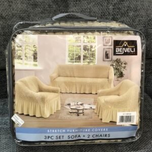 Juego de fundas elásticas para muebles de la marca Beneli, incluye fundas para un sofá y dos sillas. (amarillo)