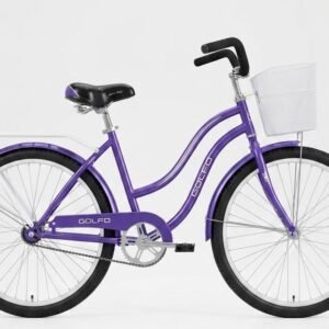 Bicicleta morada 26" de paseo con cesta