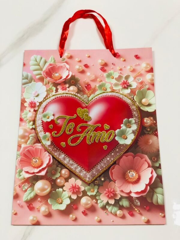 Bolso para regalo con corazon y letrero "Te Amo"