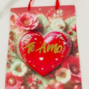 Bolso para regalo con corazon y flores