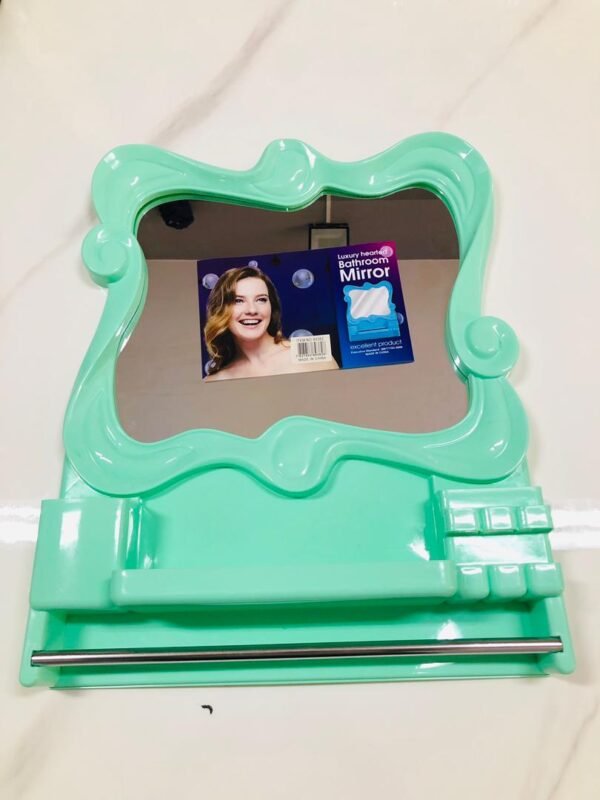 Espejo de pared para baño con porta cepillos