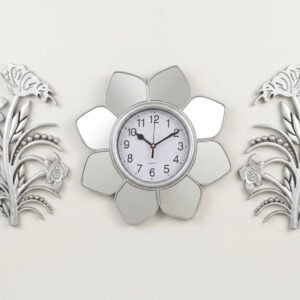 Reloj de pared con diseño de flor y agregos