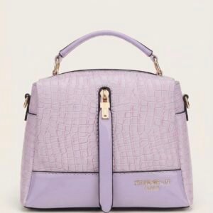 Bolso de mano acolchado con textura de cocodrilo