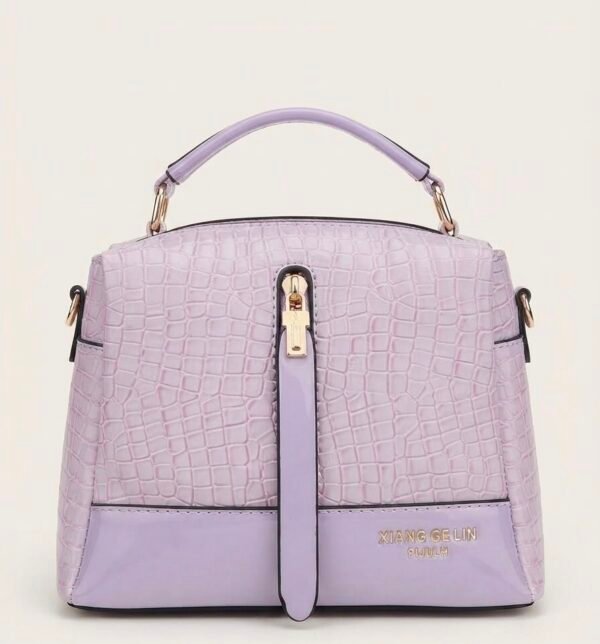 Bolso de mano acolchado con textura de cocodrilo