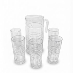 Juego de jarra y vasos de cristal